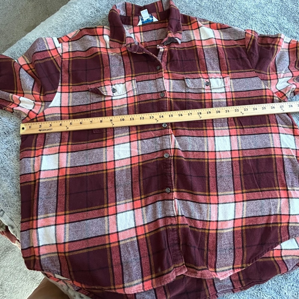 Old Navy Women Boyfriend Shirt XXL Flannel Button‎ Up Grunge Plaid Y2K 17668x - Picture 9 of 10